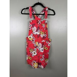 ModCloth Floral Overall Shorts Size 8 (Slim Medium) High Waist Boho Festival